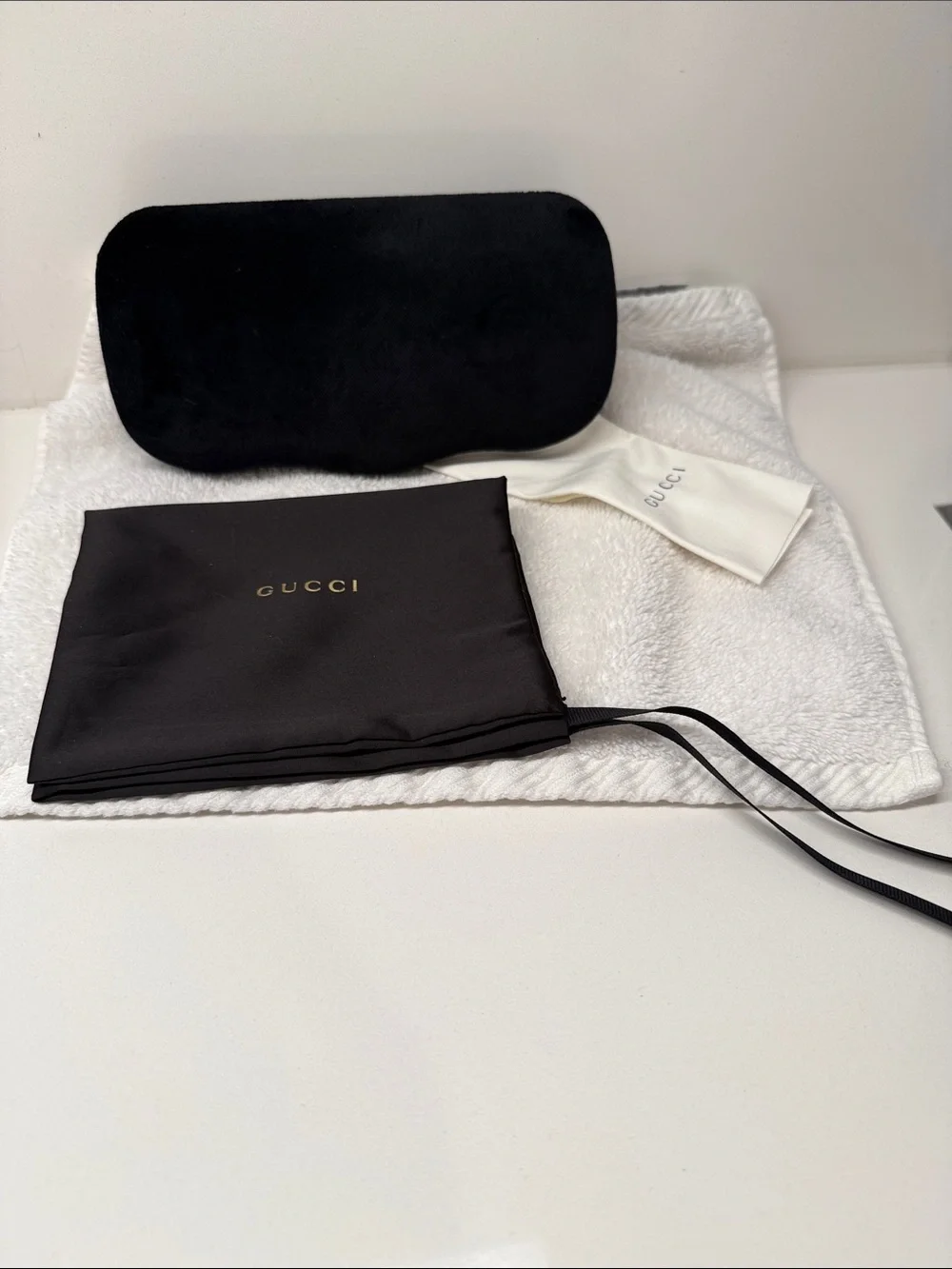 Gucci Black Eyewear Case with White Cleaning Cloth